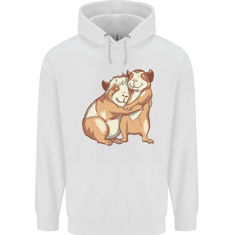 Guinea Pigs Hugging Mens 80% Cotton Hoodie White