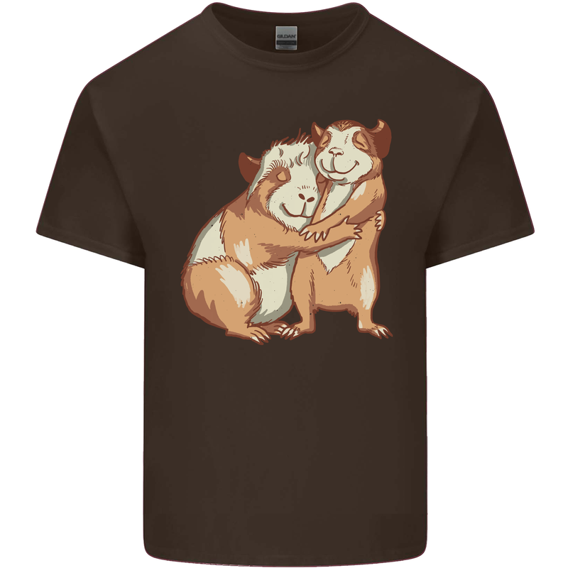 Guinea Pigs Hugging Mens Cotton T-Shirt Tee Top Dark Chocolate