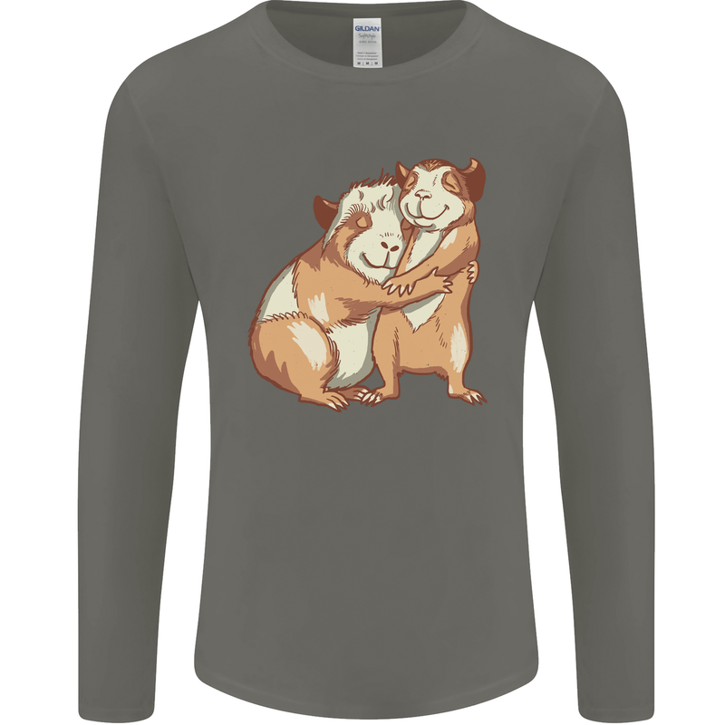 Guinea Pigs Hugging Mens Long Sleeve T-Shirt Charcoal