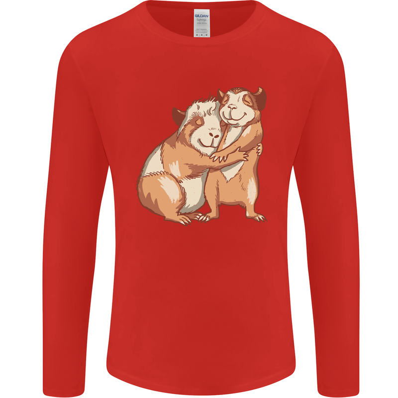 Guinea Pigs Hugging Mens Long Sleeve T-Shirt Red