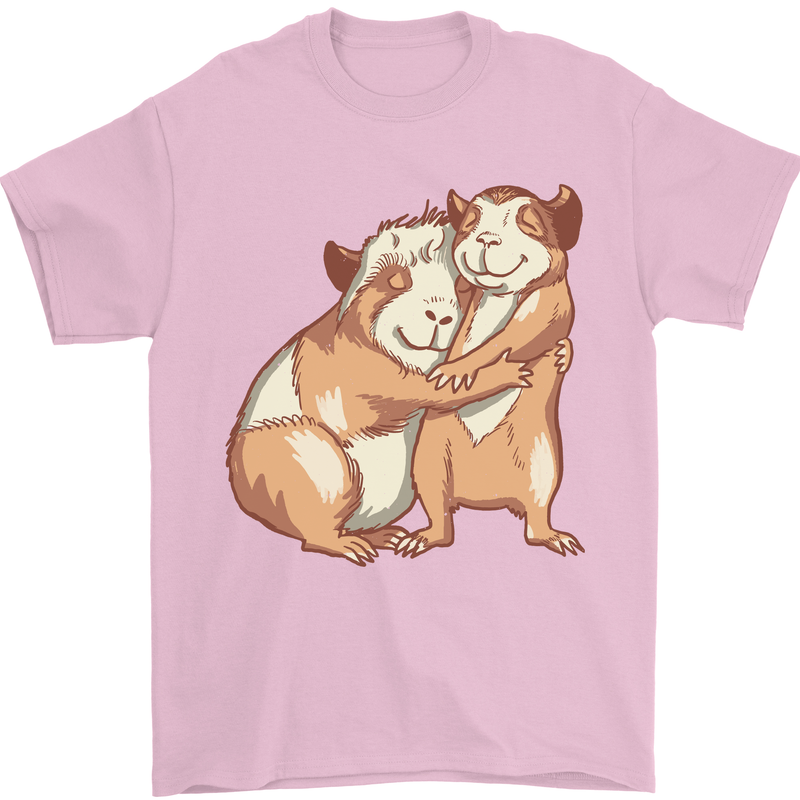 Guinea Pigs Hugging Mens T-Shirt Cotton Gildan Light Pink