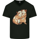 Guinea Pigs Hugging Mens V-Neck Cotton T-Shirt Black