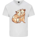 Guinea Pigs Hugging Mens V-Neck Cotton T-Shirt White