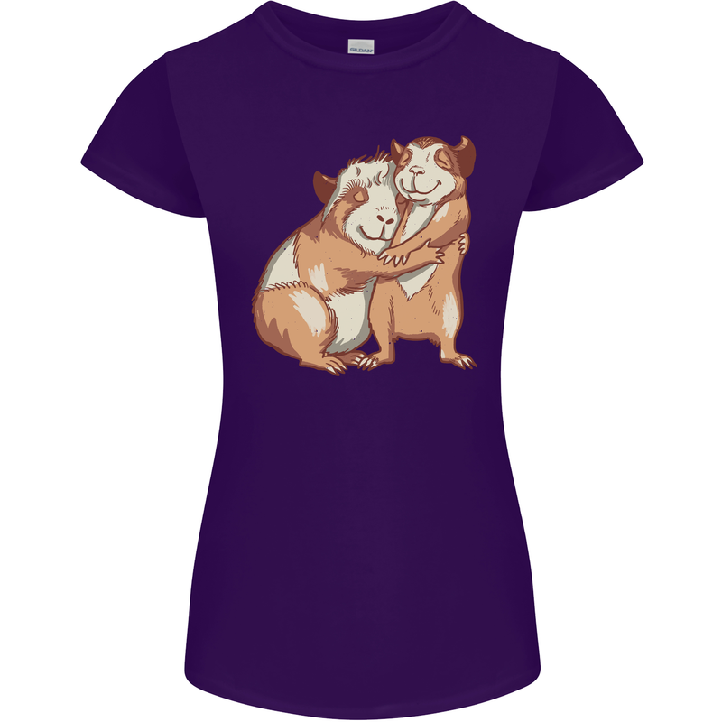 Guinea Pigs Hugging Womens Petite Cut T-Shirt Purple