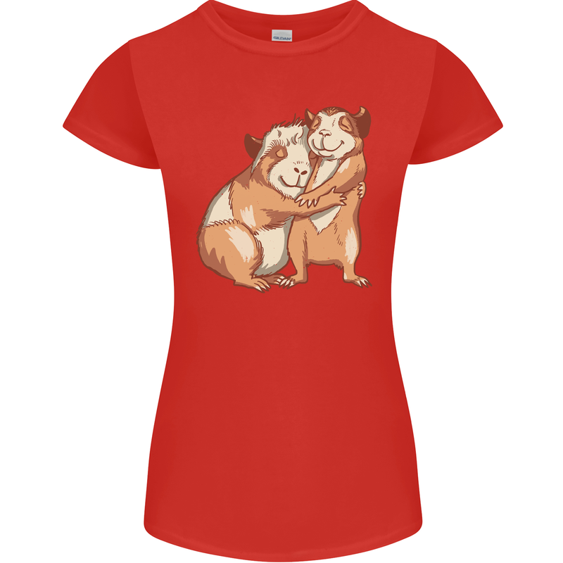 Guinea Pigs Hugging Womens Petite Cut T-Shirt Red