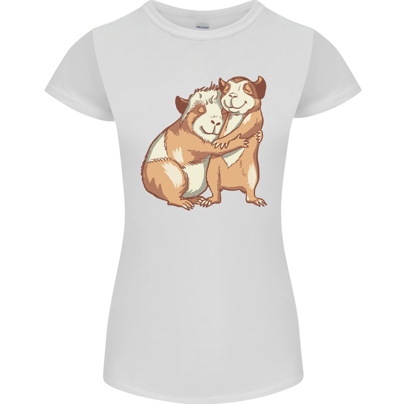 Guinea Pigs Hugging Womens Petite Cut T-Shirt White