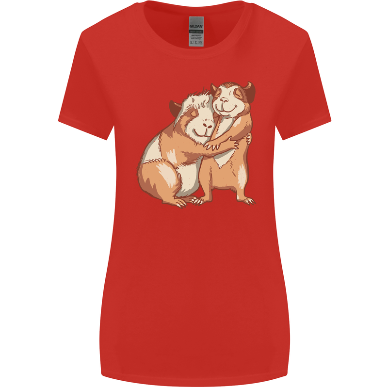 Guinea Pigs Hugging Womens Wider Cut T-Shirt Red