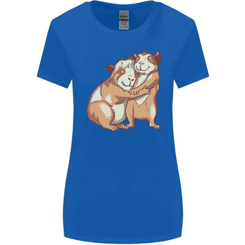 Guinea Pigs Hugging Womens Wider Cut T-Shirt Royal Blue