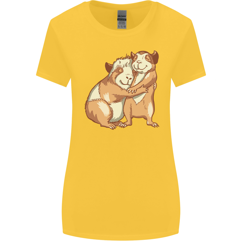 Guinea Pigs Hugging Womens Wider Cut T-Shirt Yellow