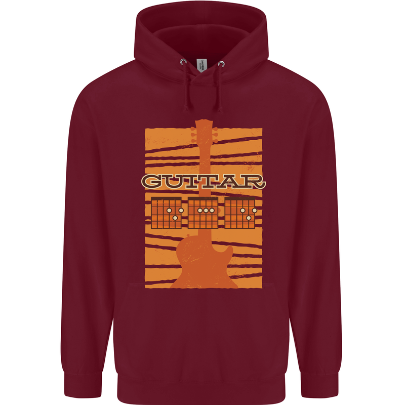 Guitar Bass Electric Acoustic Player Music Childrens Kids Hoodie Maroon