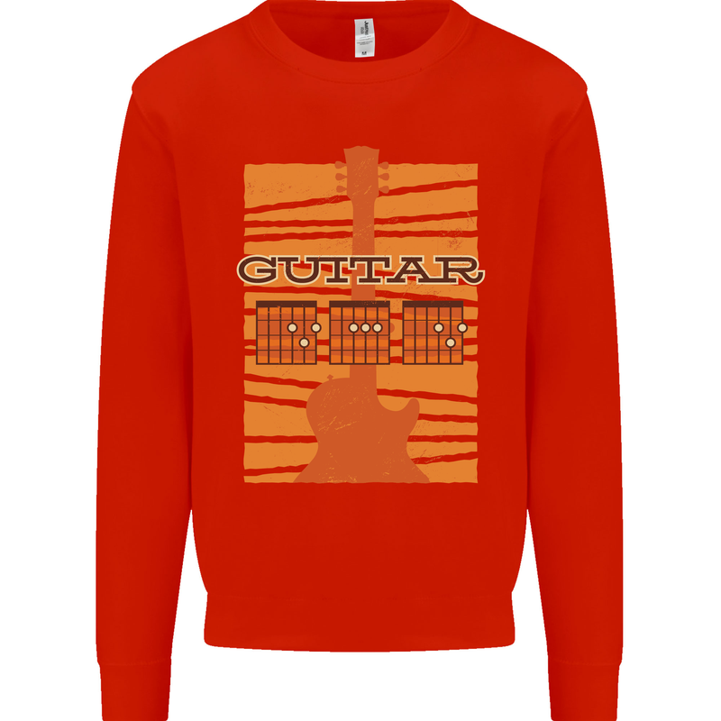 Guitar Bass Electric Acoustic Player Music Kids Sweatshirt Jumper Bright Red