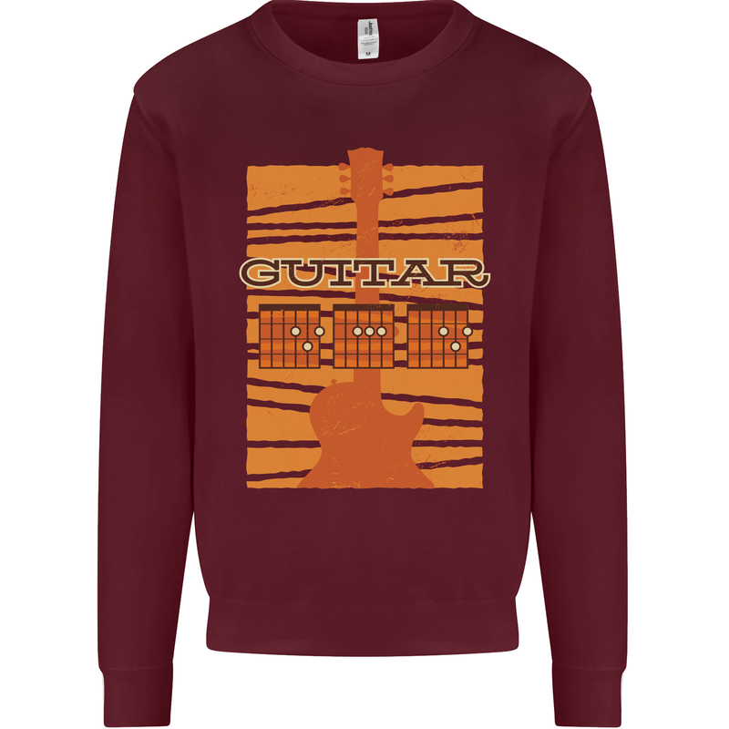 Guitar Bass Electric Acoustic Player Music Kids Sweatshirt Jumper Maroon