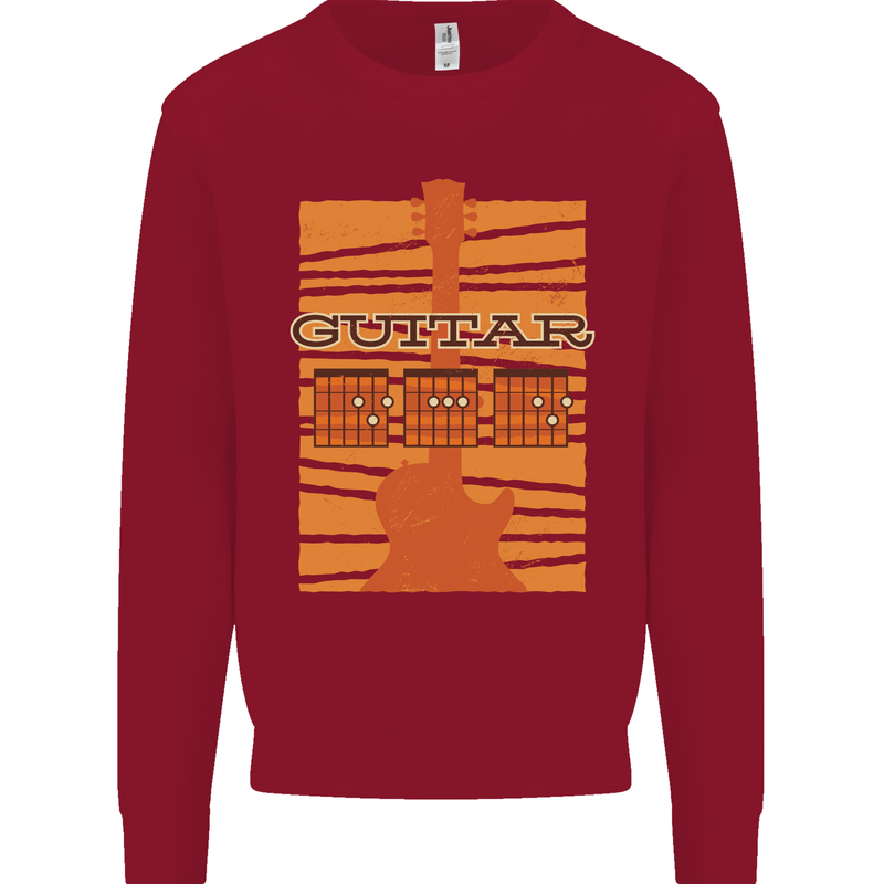 Guitar Bass Electric Acoustic Player Music Kids Sweatshirt Jumper Red