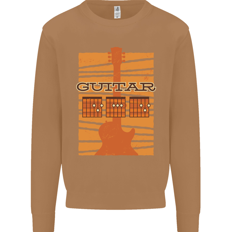 Guitar Bass Electric Acoustic Player Music Mens Sweatshirt Jumper Caramel Latte