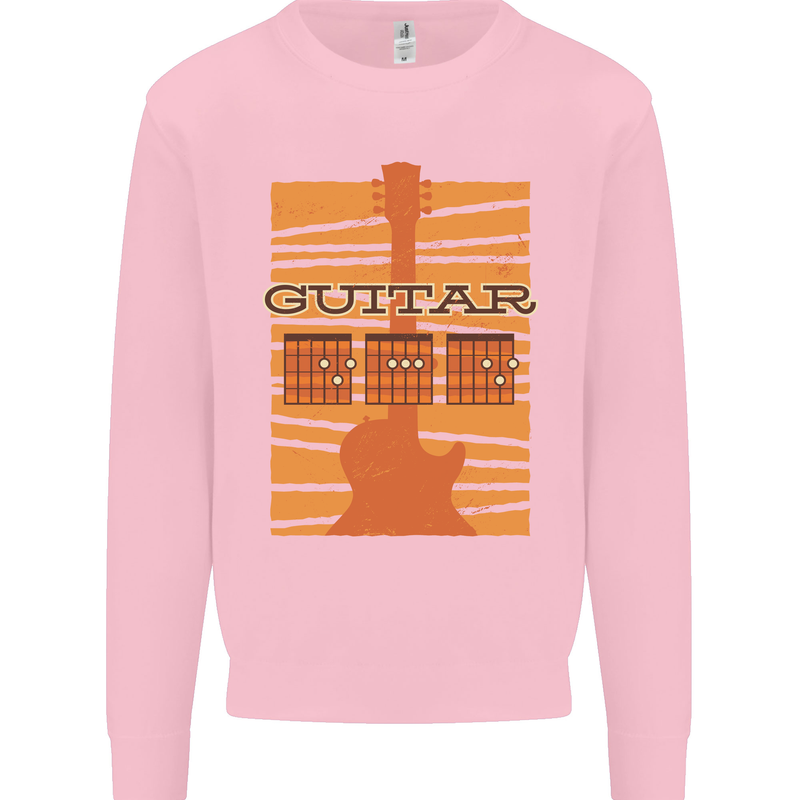 Guitar Bass Electric Acoustic Player Music Mens Sweatshirt Jumper Light Pink