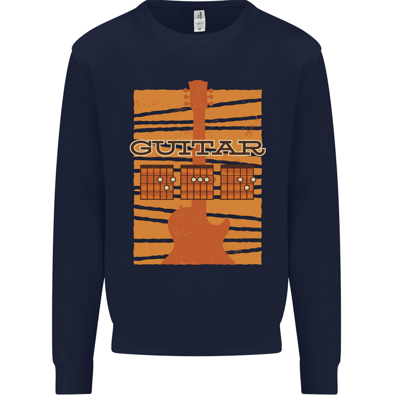 Guitar Bass Electric Acoustic Player Music Mens Sweatshirt Jumper Navy Blue