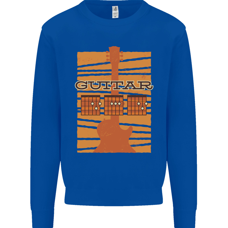 Guitar Bass Electric Acoustic Player Music Mens Sweatshirt Jumper Royal Blue