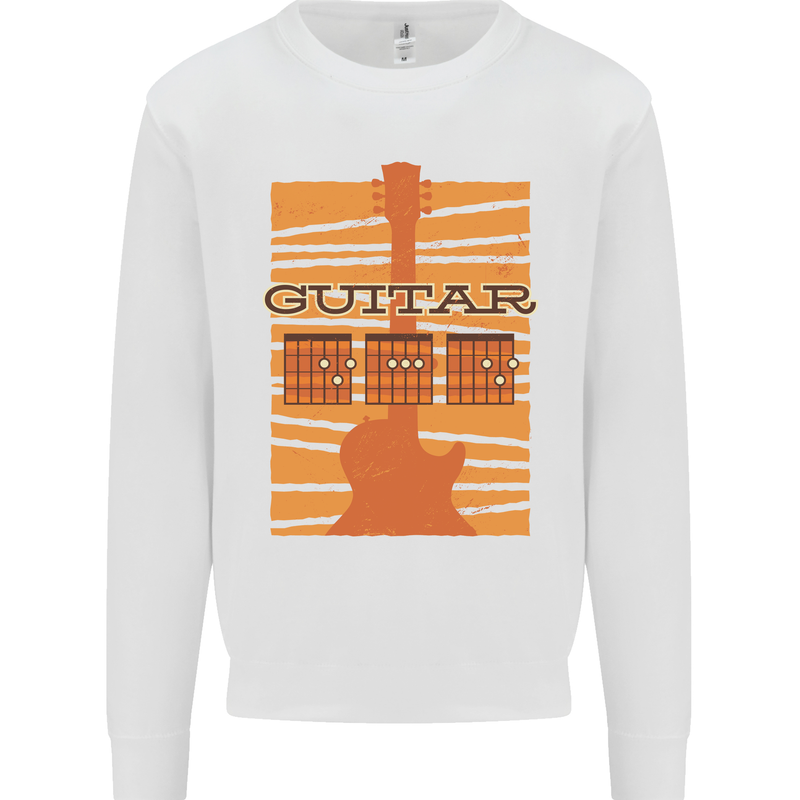 Guitar Bass Electric Acoustic Player Music Mens Sweatshirt Jumper White