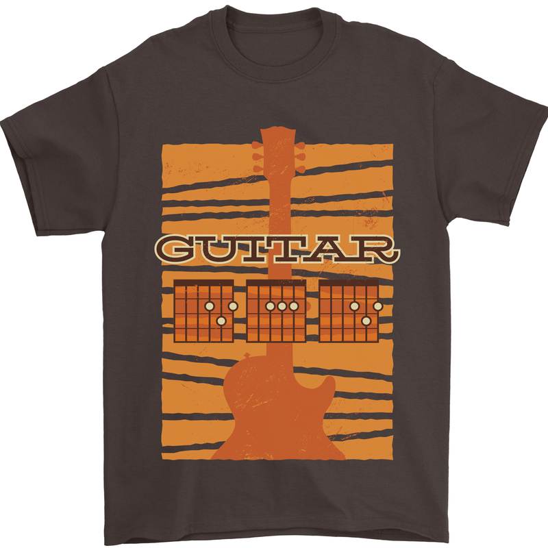 Guitar Bass Electric Acoustic Player Music Mens T-Shirt Cotton Gildan Dark Chocolate