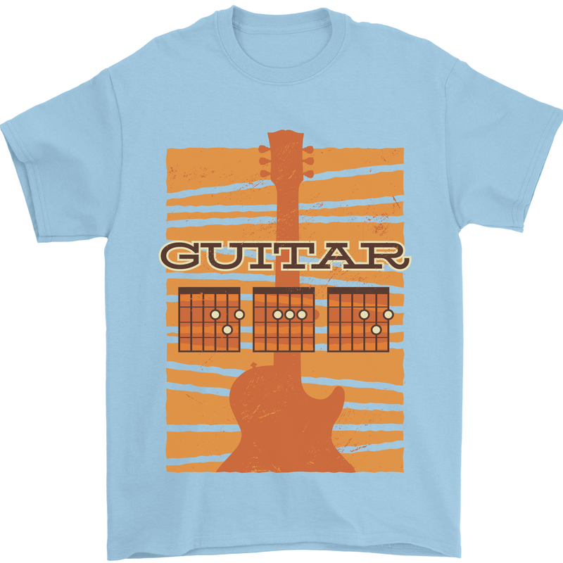Guitar Bass Electric Acoustic Player Music Mens T-Shirt Cotton Gildan Light Blue