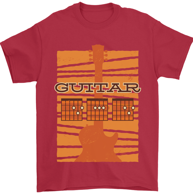 Guitar Bass Electric Acoustic Player Music Mens T-Shirt Cotton Gildan Red