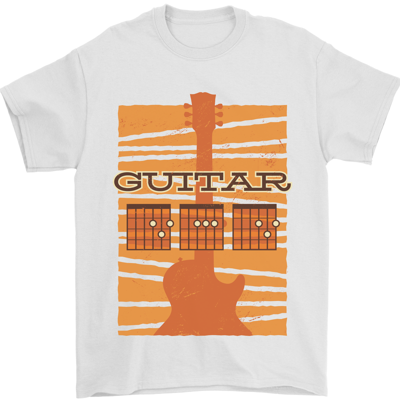 Guitar Bass Electric Acoustic Player Music Mens T-Shirt Cotton Gildan White