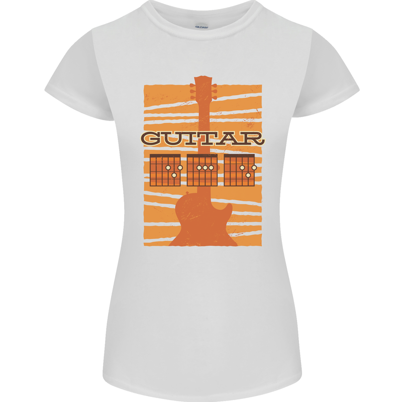 Guitar Bass Electric Acoustic Player Music Womens Petite Cut T-Shirt White