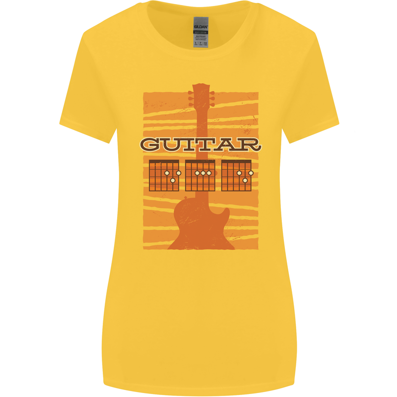Guitar Bass Electric Acoustic Player Music Womens Wider Cut T-Shirt Yellow