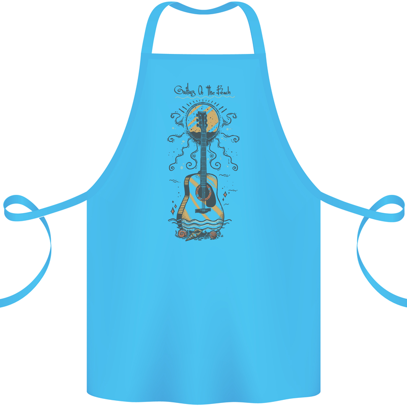 Guitar Beach Acoustic Holiday Surfing Music Cotton Apron 100% Organic Turquoise