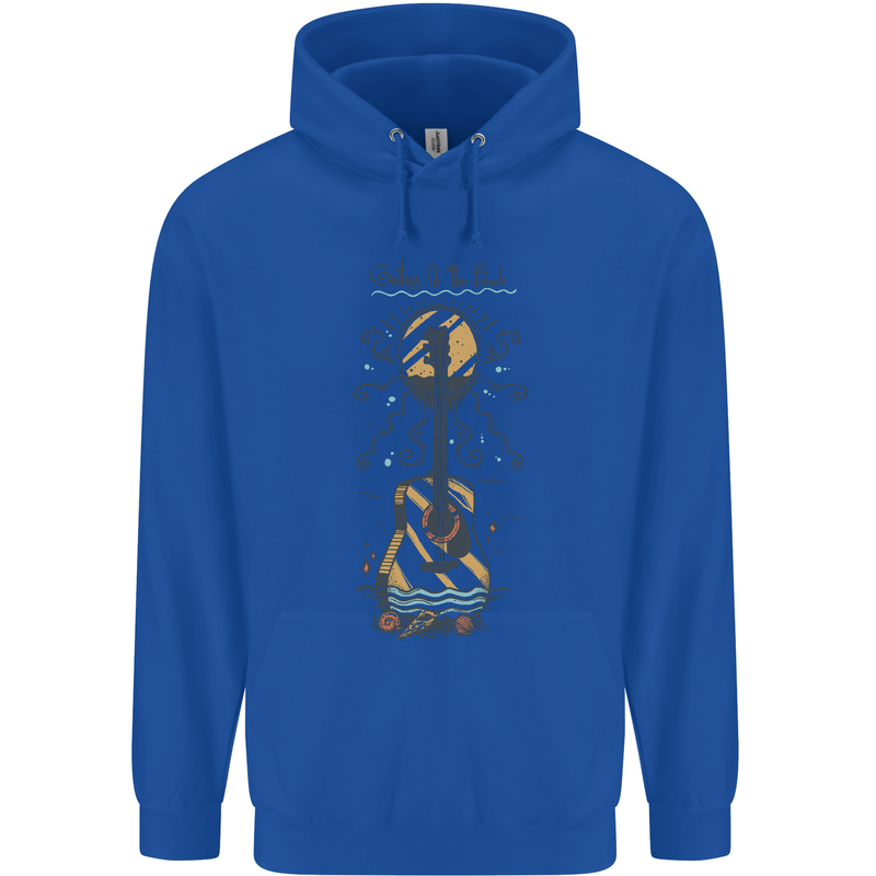 Guitar Beach Acoustic Holiday Surfing Music Mens 80% Cotton Hoodie Royal Blue