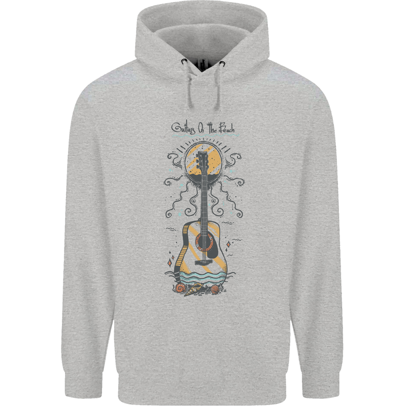 Guitar Beach Acoustic Holiday Surfing Music Mens 80% Cotton Hoodie Sports Grey