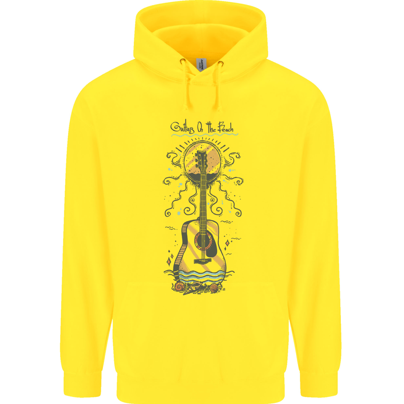 Guitar Beach Acoustic Holiday Surfing Music Mens 80% Cotton Hoodie Yellow