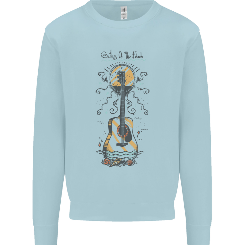 Guitar Beach Acoustic Holiday Surfing Music Mens Sweatshirt Jumper Light Blue