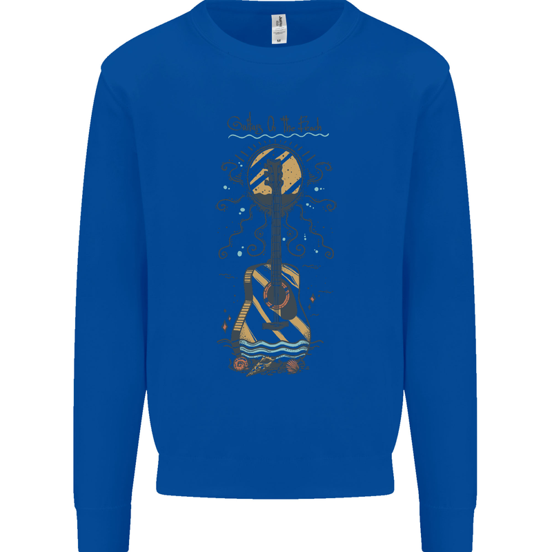 Guitar Beach Acoustic Holiday Surfing Music Mens Sweatshirt Jumper Royal Blue