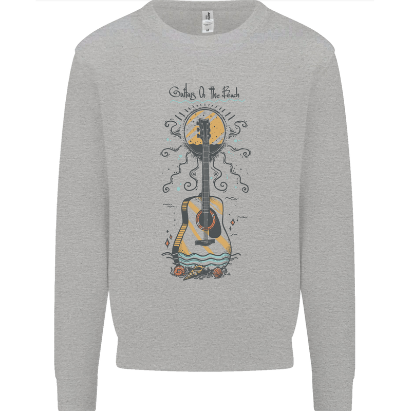 Guitar Beach Acoustic Holiday Surfing Music Mens Sweatshirt Jumper Sports Grey