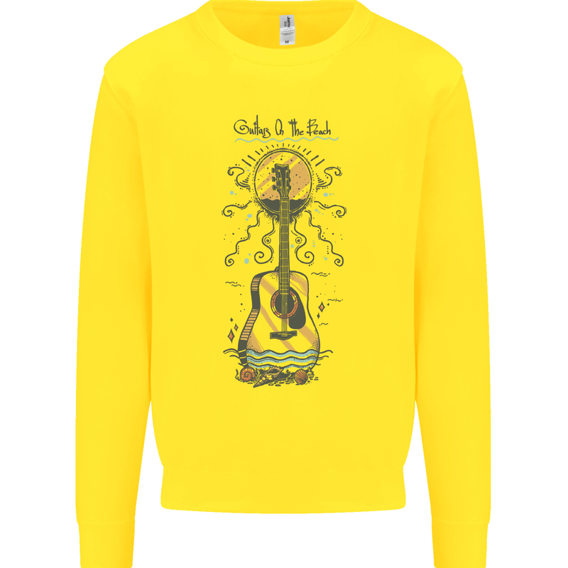 Guitar Beach Acoustic Holiday Surfing Music Mens Sweatshirt Jumper Yellow