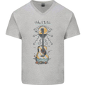 Guitar Beach Acoustic Holiday Surfing Music Mens V-Neck Cotton T-Shirt Sports Grey