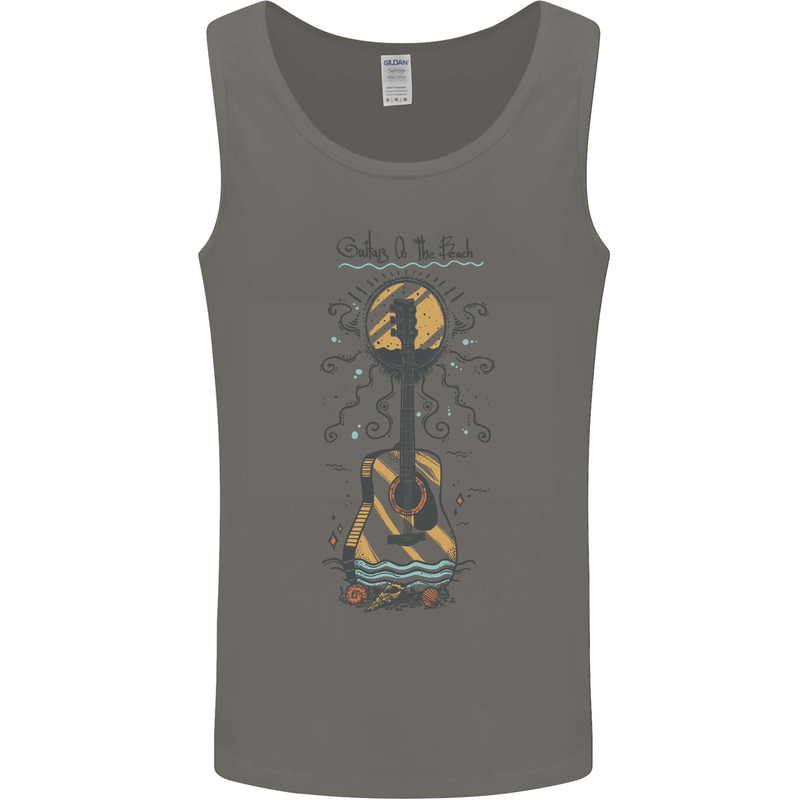 Guitar Beach Acoustic Holiday Surfing Music Mens Vest Tank Top Charcoal