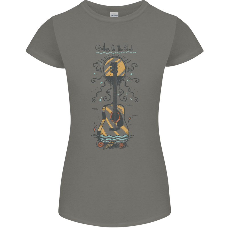 Guitar Beach Acoustic Holiday Surfing Music Womens Petite Cut T-Shirt Charcoal