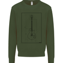 Guitar Blueprint Guitarist Electric Kids Sweatshirt Jumper Forest Green