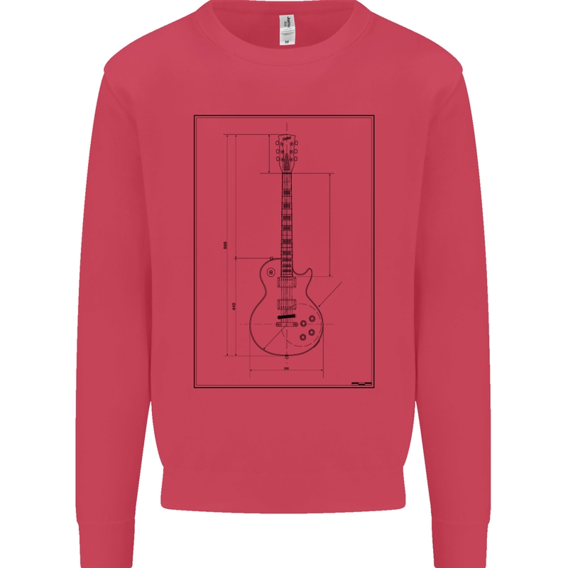 Guitar Blueprint Guitarist Electric Kids Sweatshirt Jumper Heliconia