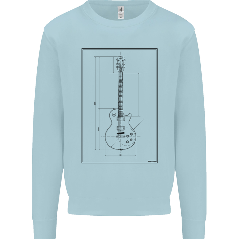 Guitar Blueprint Guitarist Electric Kids Sweatshirt Jumper Light Blue