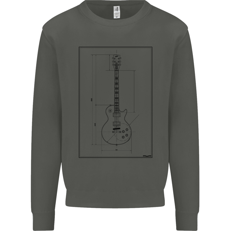 Guitar Blueprint Guitarist Electric Kids Sweatshirt Jumper Storm Grey