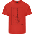 Guitar Blueprint Guitarist Electric Kids T-Shirt Childrens Red