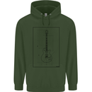 Guitar Blueprint Guitarist Electric Mens 80% Cotton Hoodie Forest Green