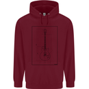 Guitar Blueprint Guitarist Electric Mens 80% Cotton Hoodie Maroon