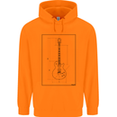 Guitar Blueprint Guitarist Electric Mens 80% Cotton Hoodie Orange