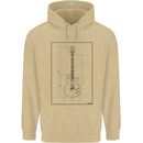 Guitar Blueprint Guitarist Electric Mens 80% Cotton Hoodie Sand