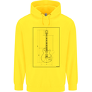 Guitar Blueprint Guitarist Electric Mens 80% Cotton Hoodie Yellow