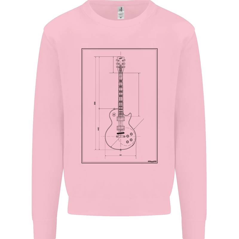 Guitar Blueprint Guitarist Electric Mens Sweatshirt Jumper Light Pink